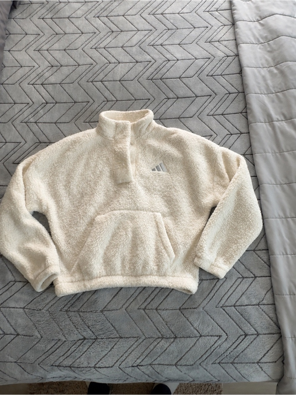 adidas Cream Sherpa Half-Zip Pullover